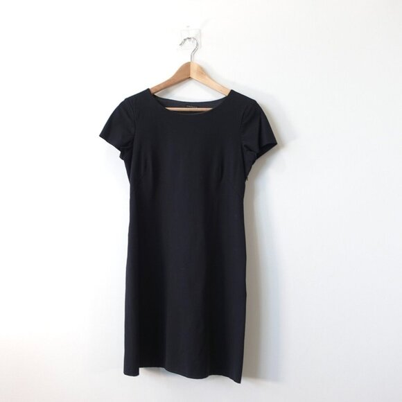 THEORY Dress 4 Black Mini Sheath Fitted Classic Small Stretch Work USA $245 - Picture 1 of 16